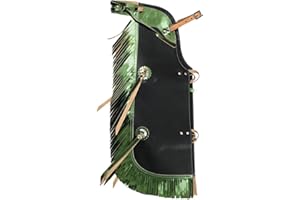 HILASON Pro Rodeo Bull Riding Chaps Faux Leather Youth Green Olive Base | Western cowboy for men Women