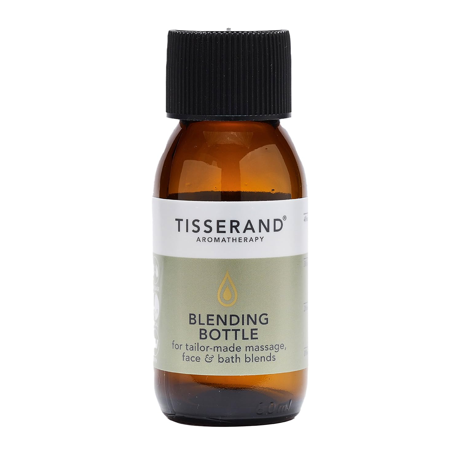 Tisserand - Amber Glass Blending Bottle - Oil Bottle for Aromatherapy, Massages, Face, and Bath Blends - 60 ml 100% Recyclable Glass Bottle with Label Attached