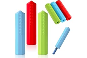 Eersida 6 Pieces Sensory Chew Pencil Toppers Set Chewable Pencil Toppers Chew Toys for Sensory Kids Boys and Girls, Oral Motor Needs(Red, Blue, Green)