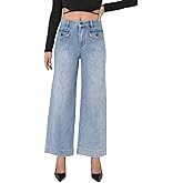 ACTIFORTERRAS Straight Leg Jeans for Women Mid Waisted Stretchy Loose Trendy Denim Pants with Pockets