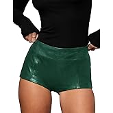 Orchidays Women's Faux Leather High Waisted Shorts Skinny Sexy Mini Shorts Hot Pants