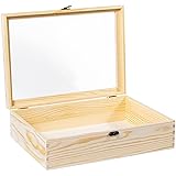 Useekoo Unfinished Wooden Display Box with Acrylic