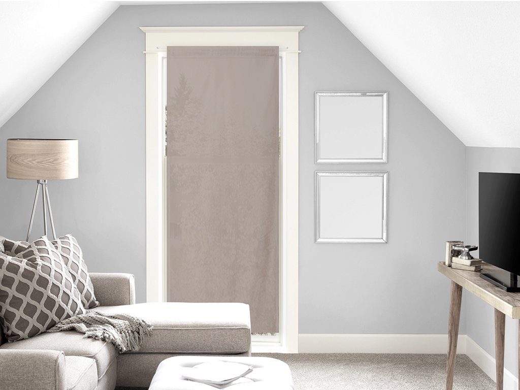 Soleil d'ocre Panama Voile for Door Window Taupe Cotton Ecru 70 x 200 cm