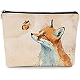 EXUQO Fox Makeup Bag, Gifts for Women and Fox Lovers, Cute Small Cosmetic Bag, Birthday Gifts for Mother, Friend, Sister, Coworker