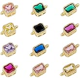 Hobbspring Cubic Zirconia Link Charms Random 18K Gold Plated Crystal Connector for Jewelry Necklace Bracelets