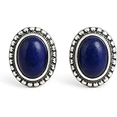 GemInspire Genuine Gemstone Stud Earrings Oxidized 925 Sterling Silver Stud Earrings Trendy Western Jewelry Everyday Wear Gift For Her