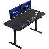 VIVO Electric Standing Desk, Smooth 3-Piece 60" x 30" Black Top | Holds 220 lbs, Height Adjustable, Full-Size RGB Mouse Pad, 4 Memory Presets, Home Office, Black Frame, DESK-KIT-1B6BP-30