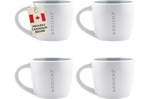 Porto Crema Ceramic Espresso Cups Set of 4 – 5 oz Coffee Shot Mugs for Double Espresso, Latte – Dishwasher & Microwave Safe, 