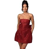 JUMISEE Embroidery Satin Homecoming Dress with Bow Modest Strapless Mini Dresses A Line Short Prom Dress Party Gown