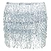 Glamaker Womens Summer Beach Wrap Sequins Tassel Mini Skirts Belly Dance Hip Scarf Belt ,Silver,One Size