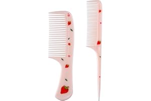 Baby Comb Set, Cute Fine Tooth & Rat Tail Toddlers Comb for Styling, Soft Plastic Kids Parting Combs for Baby Girl Wet Dry Ha