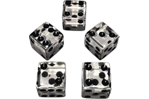 CYBER-DEALS Set of (5) 16mm Dice Standard Transparent Square Cornered with Black Velvet Cloth Pouch Bag (Clear)