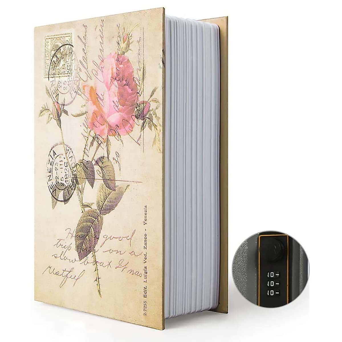 TourKing Diversion Book Safe Storage Box, Dictionary Secret Safe with Security Combination Lock/Key, Rose