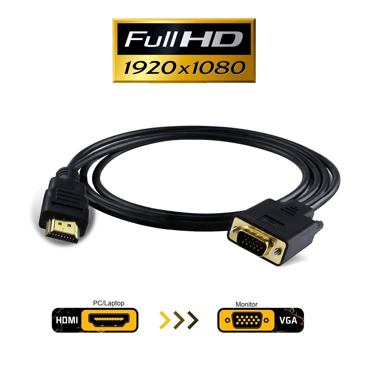 VAlinks Active HDMI Male to VGA Male DSUB 15 Pin M M Converter Cable Adapter Support Full 1080P