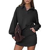 EXLURA Womens 2 Piece Sets Polo Sweatshirt Skort Set Airport Long Sleeve Matching Workout Sets Tennis Travel Spring Outfits
