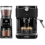 SHARDOR Conical Coffee Grinder Bundle with Espresso Machine and Milk frothing Pitcher
