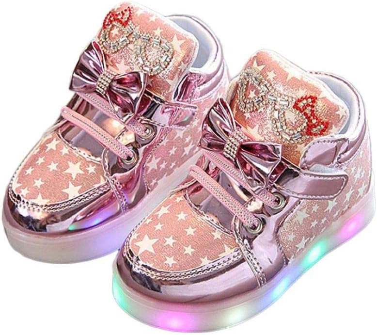 Toddler Baby Girs Boys Luminous Sport Shoes Boots,Outsta Infant Children Outdoor Shoes Anti-Slip Shoes Soft Sole Sneakers (Pink, US:9.5(Age:5-5.5T))