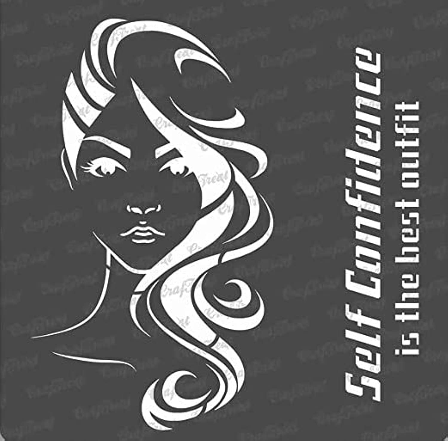 CrafTreat Reusable Woman Stencil for Painting on Wood, Canvas, Paper, Fabric, Floor, Wall and Tile - Confident Woman - 6x6 Inch - DIY Art and Craft Stencils for Home Decor - Women Face Stencil