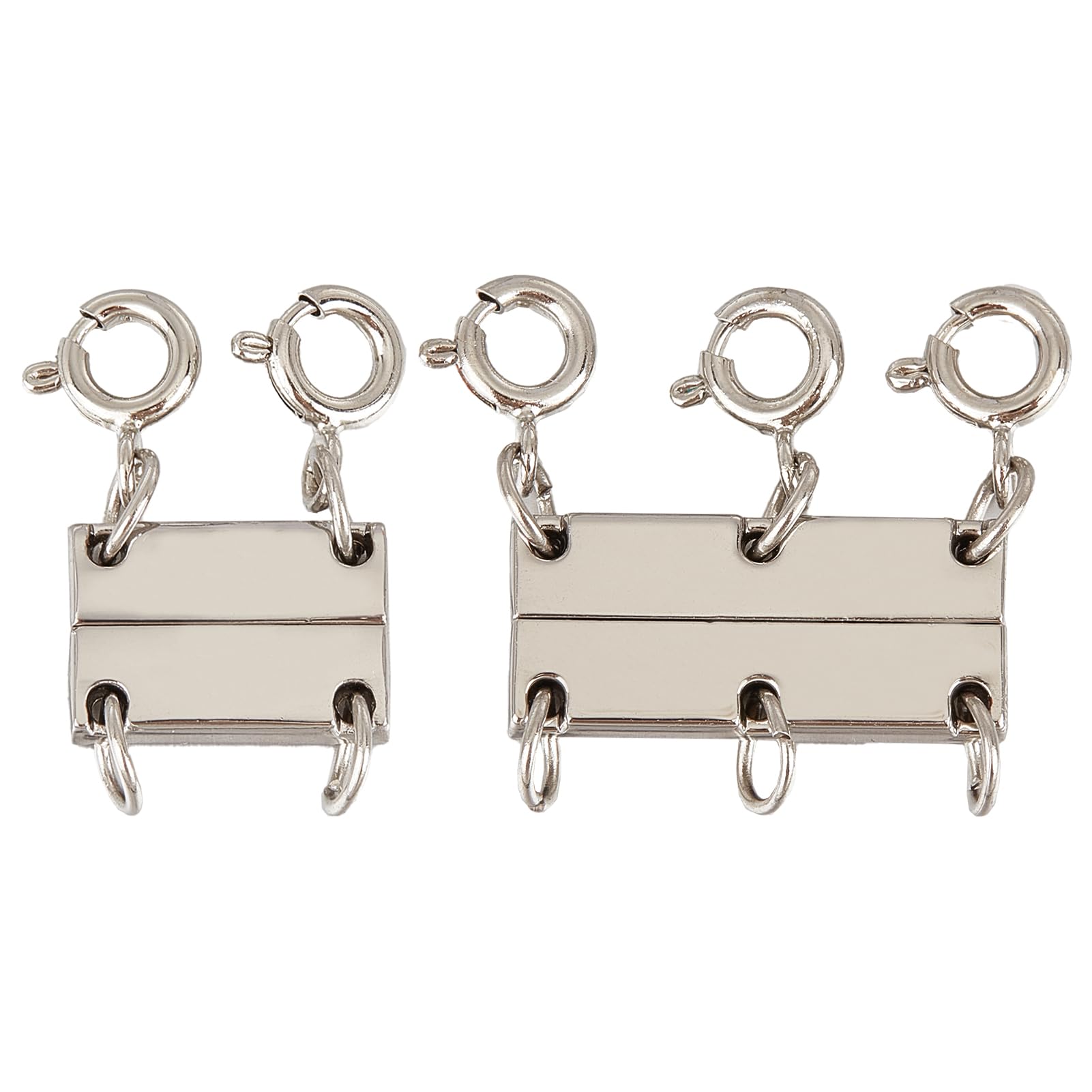 NICENEEDED 2 Pcs Magnetic Necklace Clasps, Multiple Necklace Layering Clasps Multi Necklace Clasp For Women, Silver Separator Stainless Steel Chain Link Clasps for Necklaces Bracelets