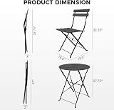 Grand patio 3 Piece Bistro Set Folding Chairs Table Black Weather-Resistant view 2
