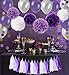 Cocodeko DIY Paper Pom Poms with Tissue Paper Tassel, Polka Dot Garland, Hanging Swirl Decorations and Balloon Kit for Birthday Wedding Showers Party Decorations - Purple