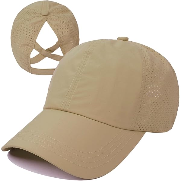 ✴新品✴Boniture☆Pon Pon Cap Funky Junque Women's Adjustable High Pony Hat, Beige, One
