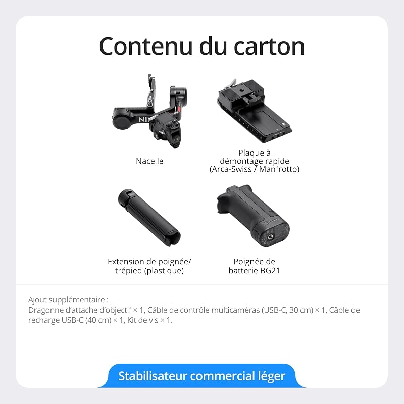 RS 4, stabilisateur Appareil Photo, Canon/Sony/Nikon/Fujifilm