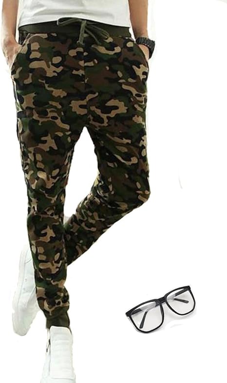 Amazon Co Jp リサッカ Risacca 迷彩 スリム スキニー スウェット パンツ 伊達メガネ カモフラ 柄 リブ メンズ M L Xl Xxl ｘｌ 服 ファッション小物