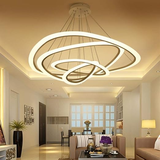 Loonju Neue Moderne Pendelleuchten Fur Wohnzimmer Esszimmer 4 3 2 Kreis Ringe Acryl Led Pendelleuchte Lampara Deckenleuchte Armaturen 3 Ring 74 52 34cm Warmes Weiss Amazon De Beleuchtung
