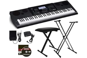 Casio WK-6600 76-Key Workstation Keyboard Bundle with Adjustable Stand, Bench, Sustain Pedal, Power Supply, Instructional DVD, and Austin Bazaar Polishing Cloth