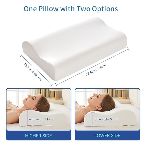 LUCKYCLOVER CERVICAL NECK PILLOW FOR SLEEPING, CONTOUR MEMORY FOAM PILLOWS FOR SLEEPING, ADJUSTABLE ERGONOMIC BED PILLOW,SUPPORT FOR SIDE BACK STOMACH SLEEPERS(WHITE)