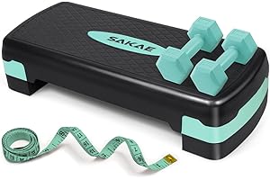 Adjustable Height Aerobic Stepper Set, Multiple Bundle Options with Dumbbells, Kettlebell, Waist Trimmer, Ankle Weights or We