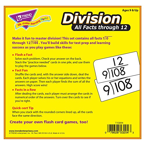 Trend Enterprises Division 0-12 All Facts Skill Drill Flash Cards