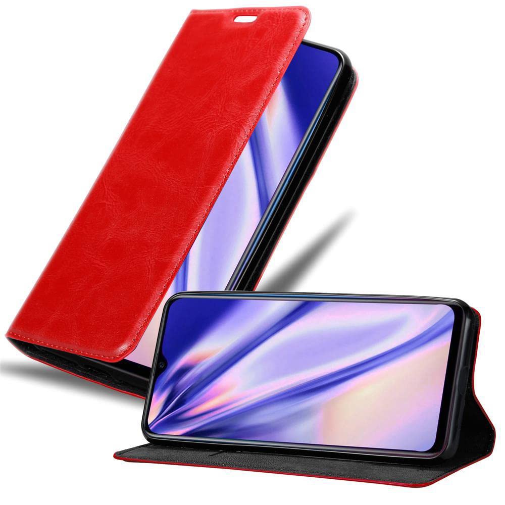 cadorabo Book Case works with OPPO R17 NEO in APPLE RED - with Magnetic Closure, Stand Function and Card Slot - Wallet Etui Cover Pouch PU Leather Flip