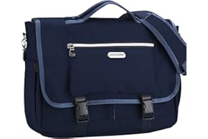HXLGMD Messenger Bag for Men, Womens Briefcases Lightweight Men's Laptop Bag 15.6 inch Water Resistant Crossbody College Stachel Bags for Boys Computer Work Bag with Water Bottle Holder, Navy Blue