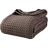 MIGIOL 100% Cotton Waffle Weave Sofa Blanket, Lunch Break, Queen Bed, Outdoor Camping Blanket. (Coffee Color, 66 ×90 inches)