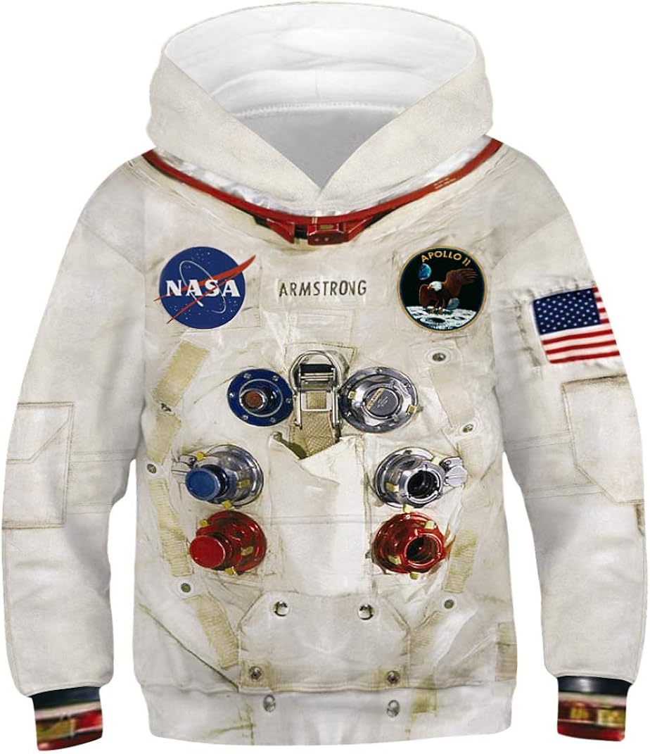 Ainuno Kids Boys Girls Hoodie Pullover 4-15Y Galaxy Wolf Sweatshirts 3D Cool Top: Clothing