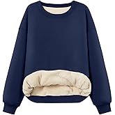 Trendy Queen Fleece Sherpa Lined Sweatshirts for Women 2025 Fall Fashion Winter Crewneck Pullover Hoodies Outfits Clothes
