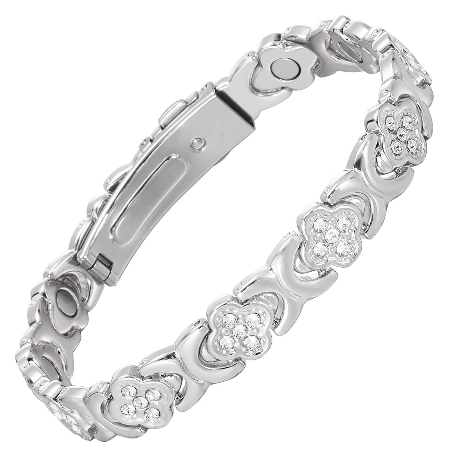 YINOX Super Magnetic Women's Bracelet, Magnetic Stainless Steel Bracelet, Elegant Women's Bracelet with Cubic Zirconia