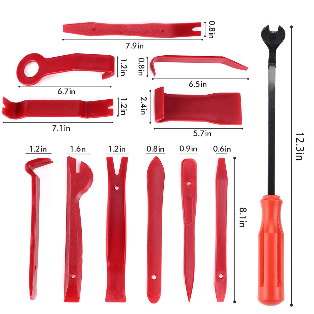 Auto Demontage Werkzeuge, Phyles 11 Stück Auto Zierleistenkeile-Set Automotive Reparatur Werkzeug Universal für Entfernung Autotür Türverkleidung und Platten, Rot