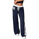 RoseSeek Women's Number Graphic Sweatpants Low Rise Athletic Pants Casual Baggy Trousers