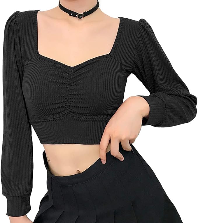 Buy Womens Long Sleeve Crop Top Ribbed Tops for Teens Long Sleeve Cute