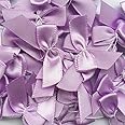 Chenkou Craft 60pcs Mini Satin Ribbon Bows Flowers 1" x3/4" Appliques DIY Craft Purple Color