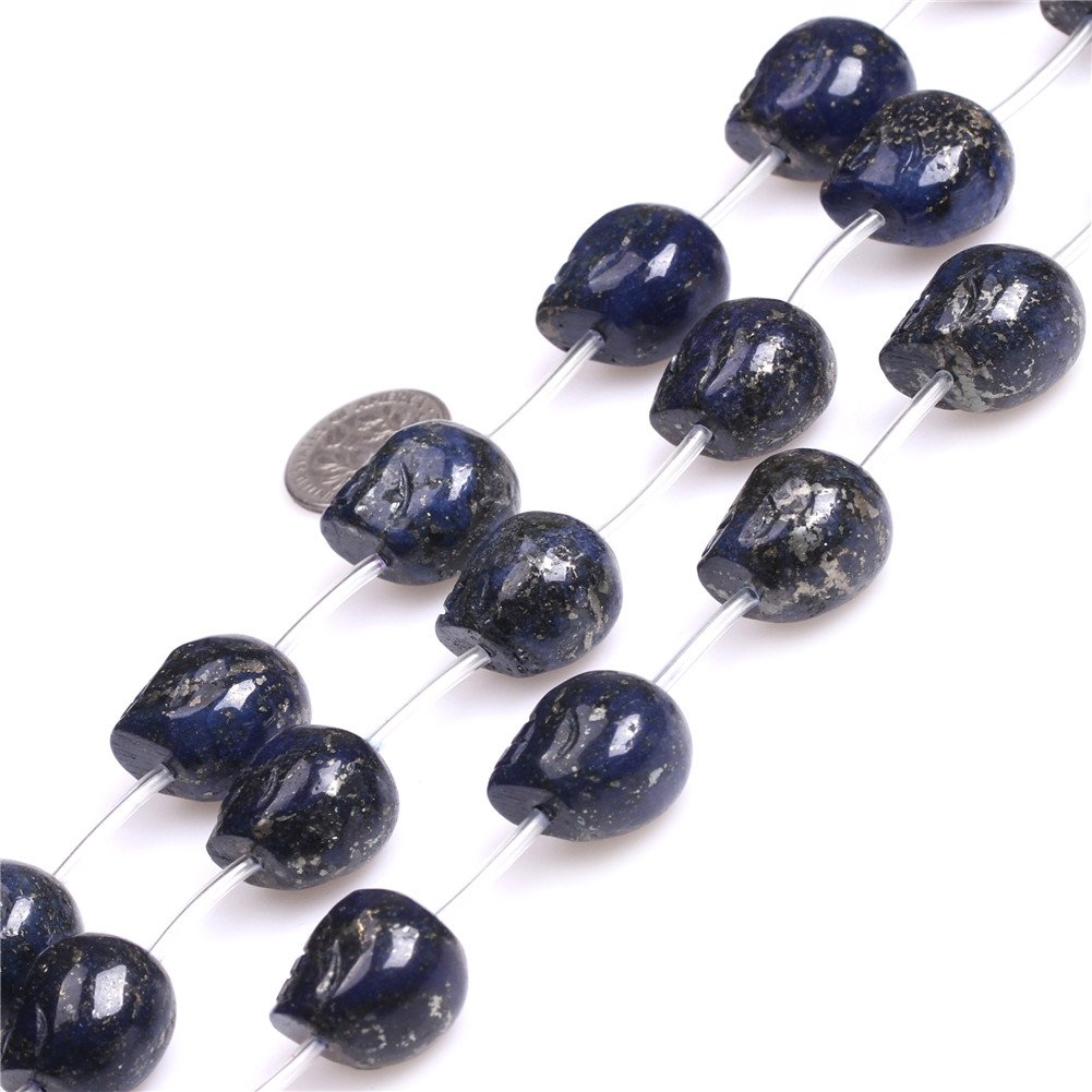 Sweet & Happy Girl's Store 14x18mm Skeleton Shape Gemstone Lapis Lazuli Beads Strand 15 Inch Jewellery Making Beads,13Pcs