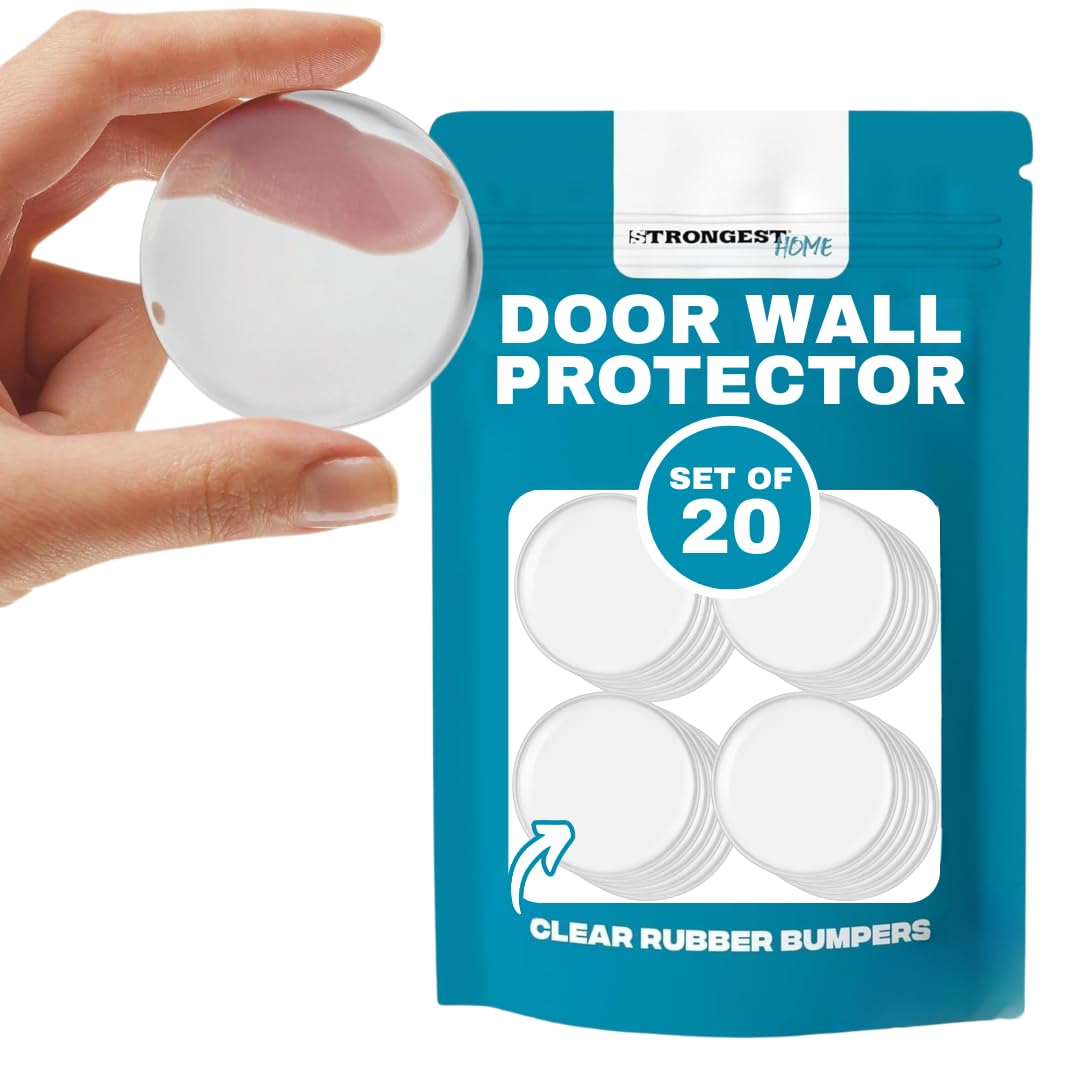 Photo 1 of Strongest Home Door Wall Protector Clear Bumpers (Set of 20) – 2 Inch Silicone Adhesive Pads for Wall and Door Handle Protection, Noise Dampening