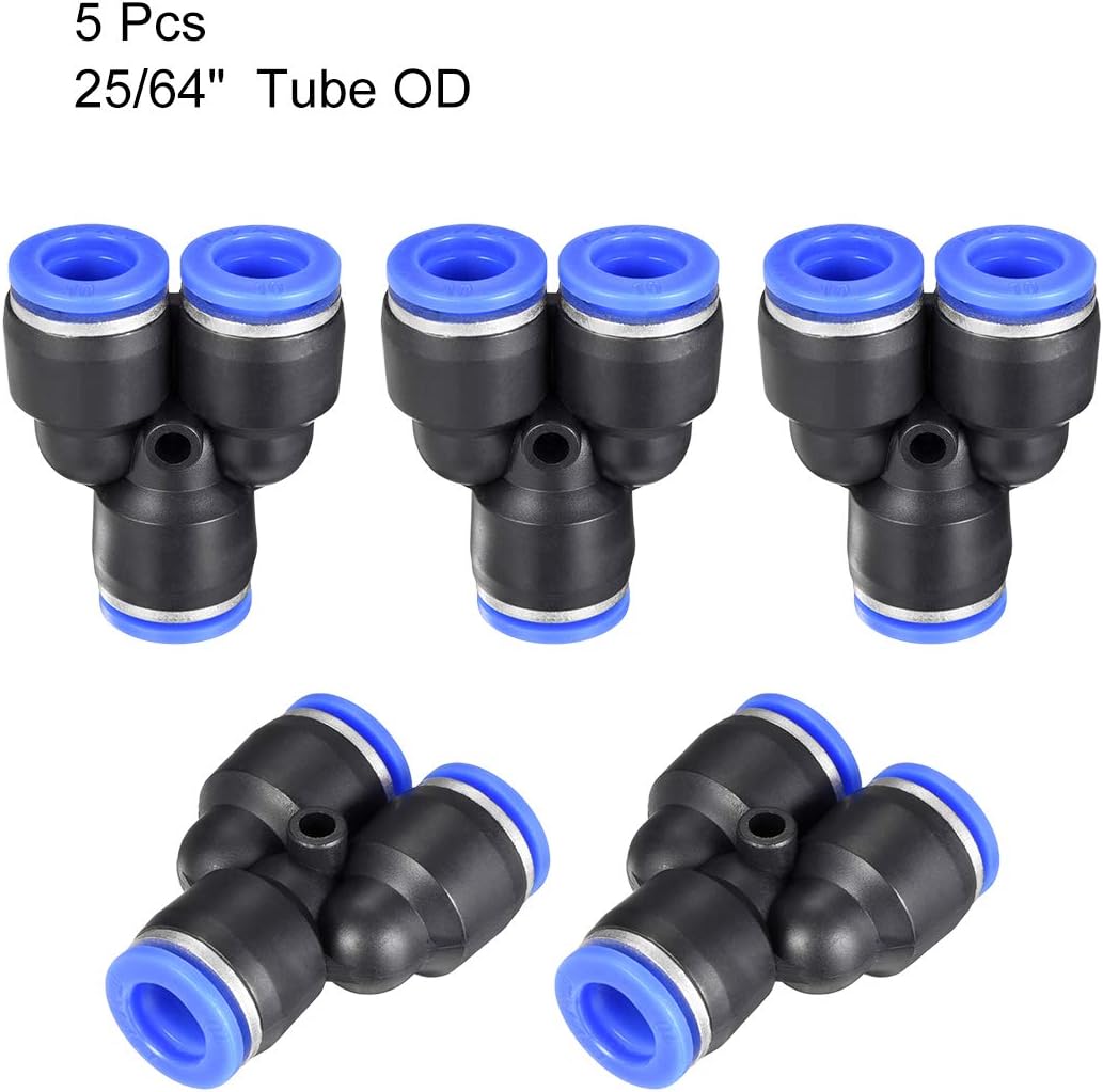 sourcing map Plastic Connect Splitter Push to Tube Fittings 10 mm or 25/64" OD Push Lock Blue 5pcs - Image 4