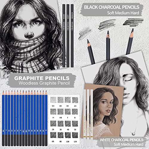 PANDAFLY 60 Pack Drawing Sketching Pencil Set, Pro Art Sketch Supplies