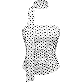 Milumia Women's Polka Dots Mesh Tube Tops Y2k Strapless Scarf Halter Top Going Out Clubbing Outfits