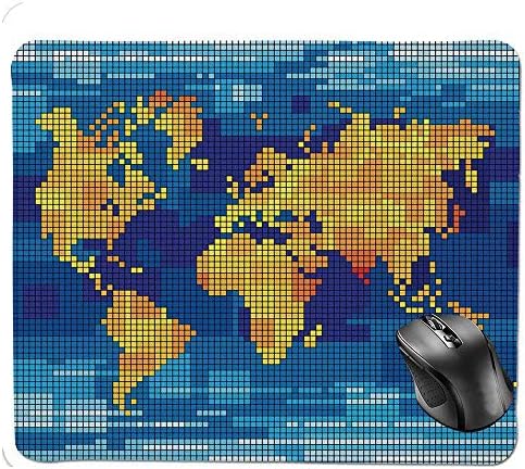 J5E7JYTE Mouse Pad,Geometric Squared Modern World Print Global Universe Artwork Image Mouse Pad