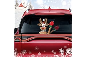 Dreothy Rear Wiper Decal Christmas Reindeer Waving Arm Wiper Stickers Car Stickers Rear Windshield Wiper Decal Car Styling Rear Window Wiper Blade Decals Christmas Stickers (Reindeer with red Gloves)